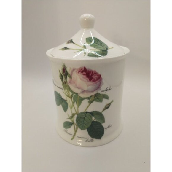 2006 Roy Kirkman Redoute Rose Cotton Storage Jar with Lid 6" Tall - Picture 2 of 9